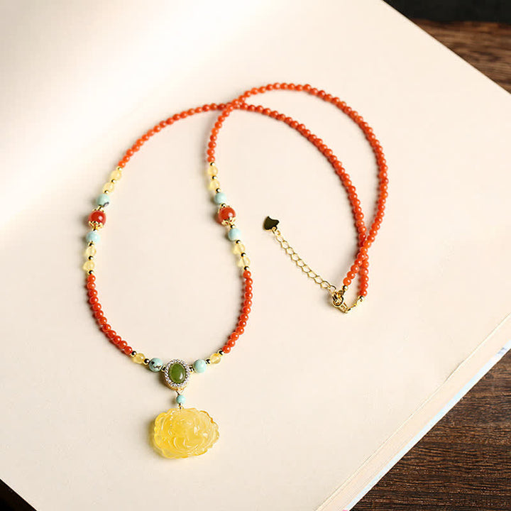 Kette Roter Achat Edelstein Doppel Set