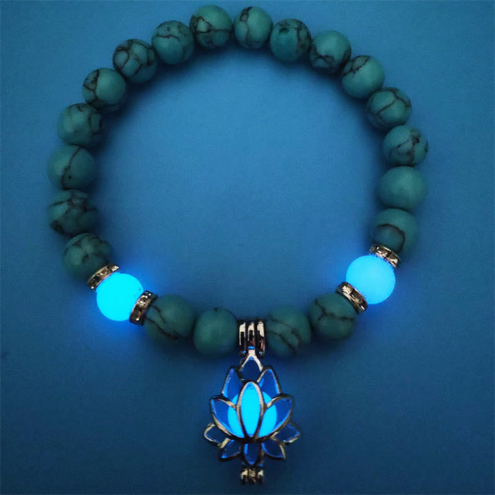 Armband Leuchtstein Türkis Lotus "Schutz"