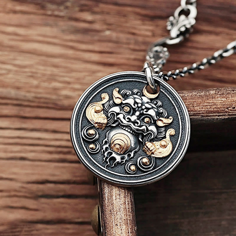 Anhänger Kette schwarze Obsidian Kirtimukha Schutz Silber