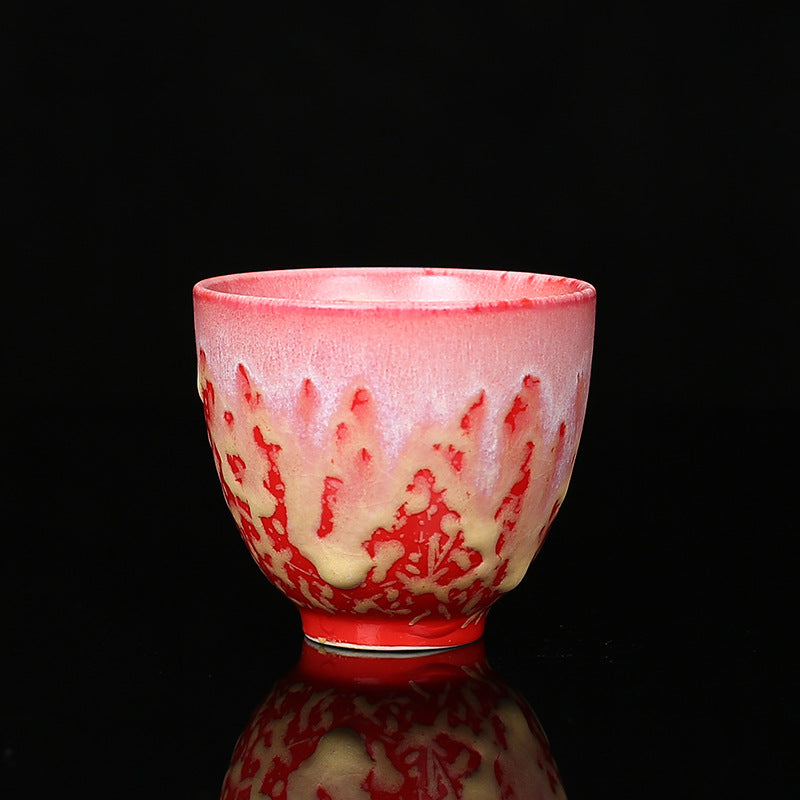 Teetasse Chinesisch Lotus Ofenwandlung Keramik Rot Mittel II