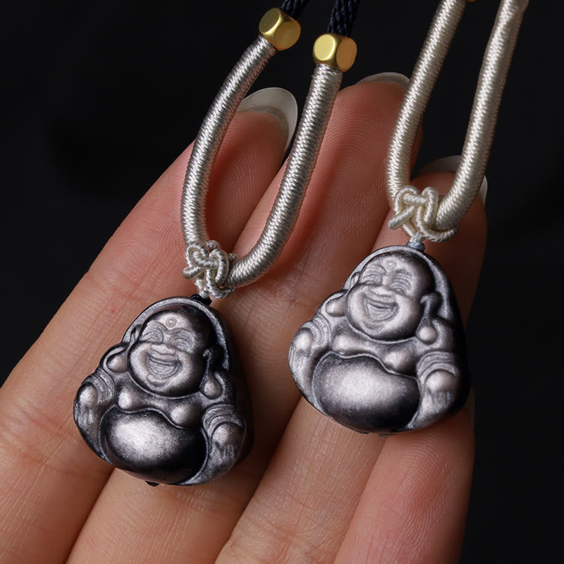 Kette lachender Buddha Anhänger Silber Glück