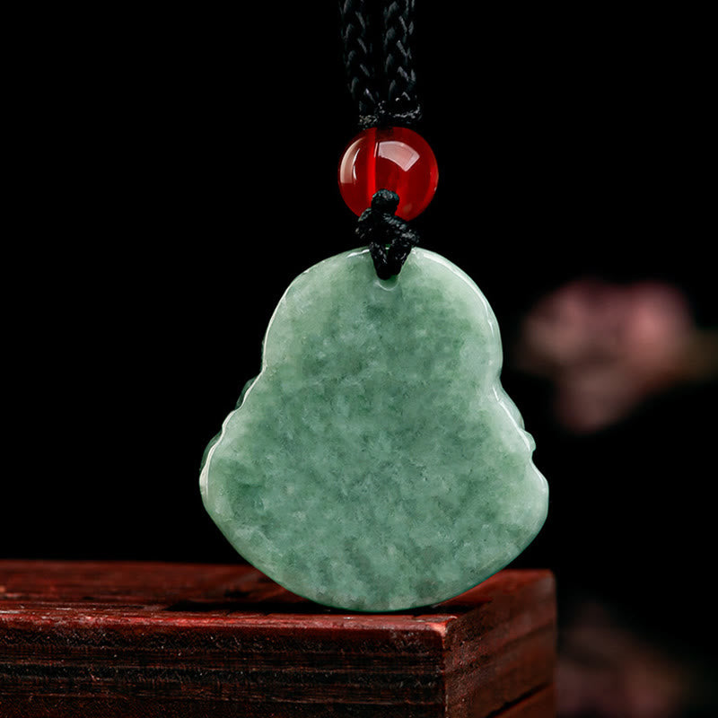 Jade Kette Lachender Buddha Natur – Glück Grüner Anhänger