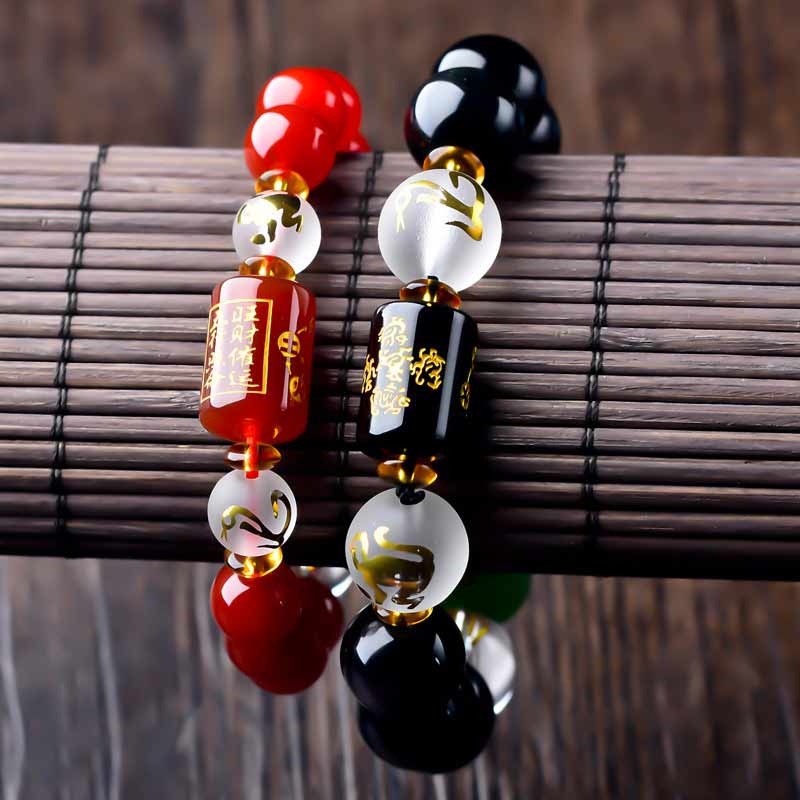 Armband Obsidian Roter Achat - Reichtum Wohlstand