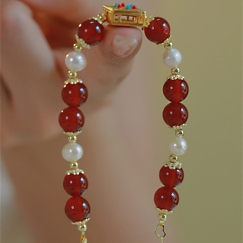 Armband Roter Achat Perle elegantes Design Handgelenk getragen Schmuck