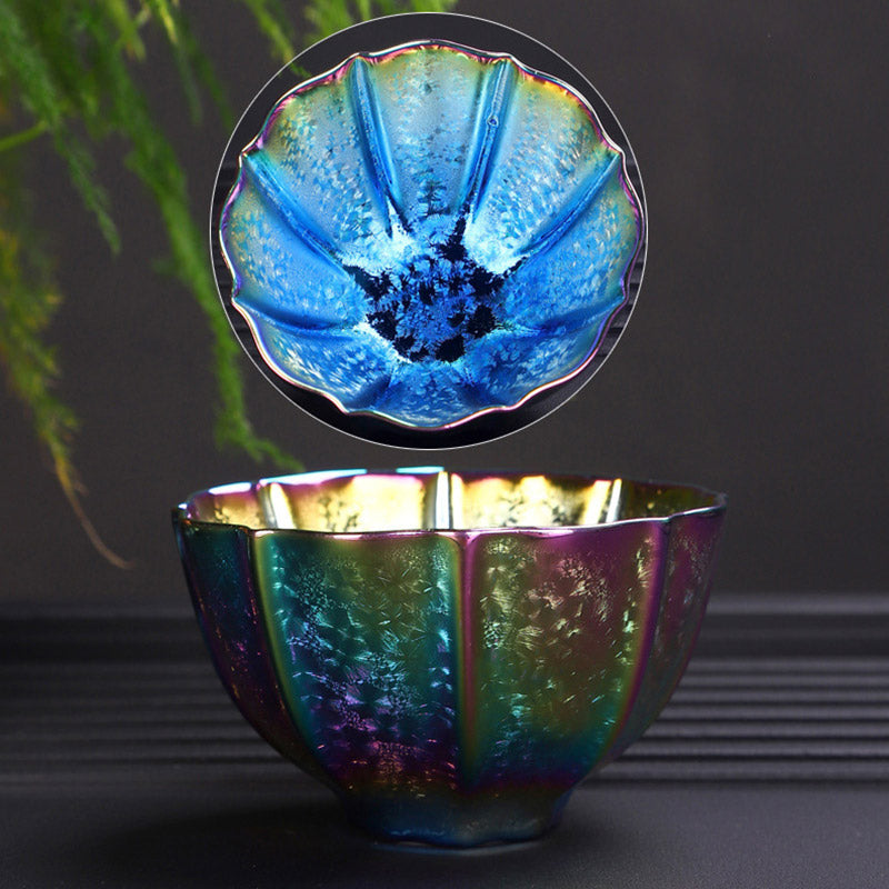 Teebecher Regenbogen Jianzhan Keramik Bunte Tasse Blau