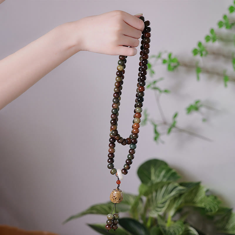 Mala 108 Perlen Bodhi Balance Halskette Hand gehalten Naturstein