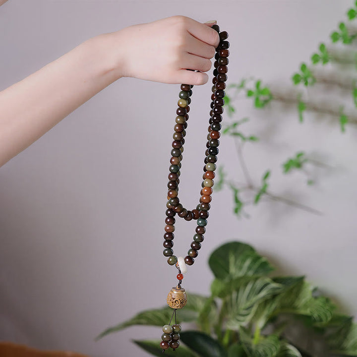 Mala 108 Perlen Bodhi Balance Halskette Hand gehalten Naturstein