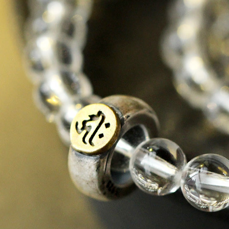 Armband 925 Silber Weißer Kristall Chinesisches Tierkreis Zeichen Schmuck