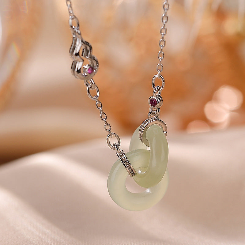 Anhänger Kette grüne Jade Buddha Glück Silber