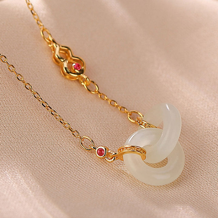 Jade Anhänger Kette gold weiß Glück elegant