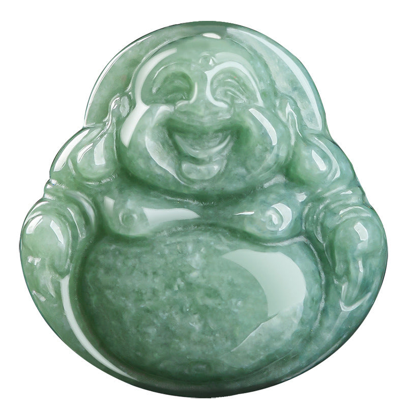 Kette Cyan Jade Lachender Buddha Wohlstand Anhänger grün
