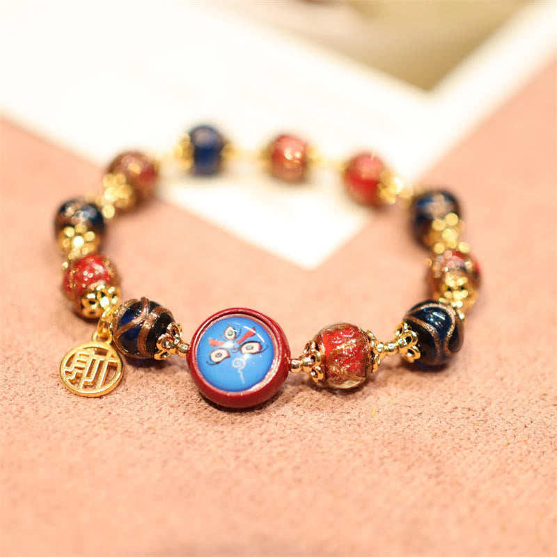 Armband – Wohlstand & Glück mit blauen roten Perlen Glücksbringer elegant.