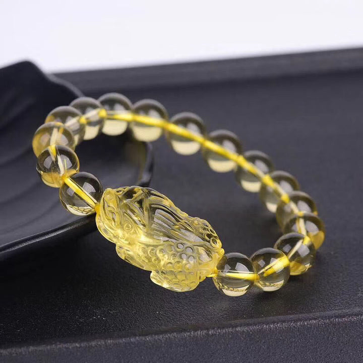 Armband Citrin Pixiu – Energie gelbes Naturstein Perlen elastisch