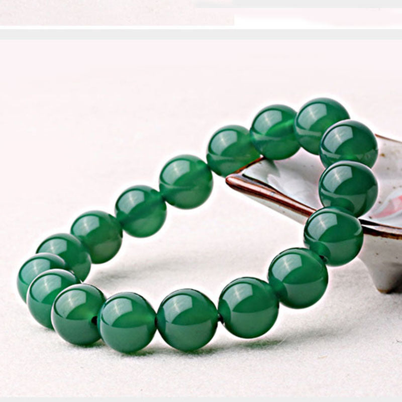Armband Grün Agate Kugelperlen glänzend elastisch Naturstein Schmuck
