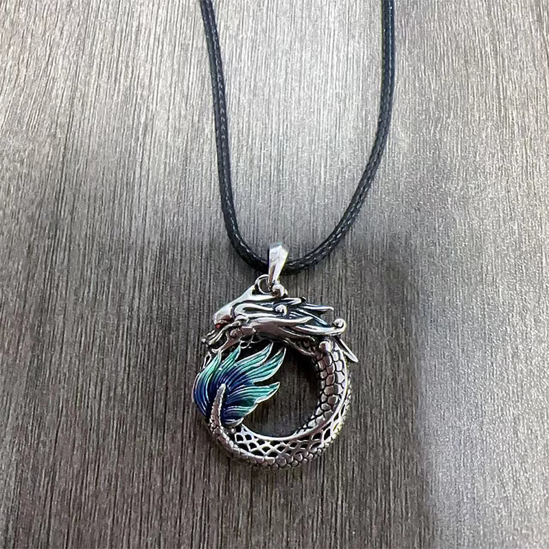 Tibetische Kette Kupfer Drachen Silber Stärke Anhänger