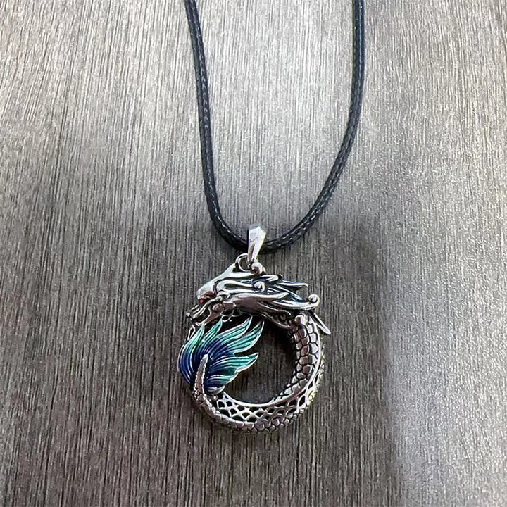 Tibetische Kette Kupfer Drachen Silber Stärke Anhänger