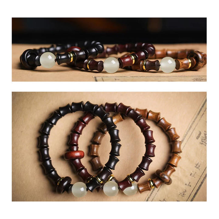 Sandelholz Rosenholz Bambus Armband mit Jade Perlen Frieden