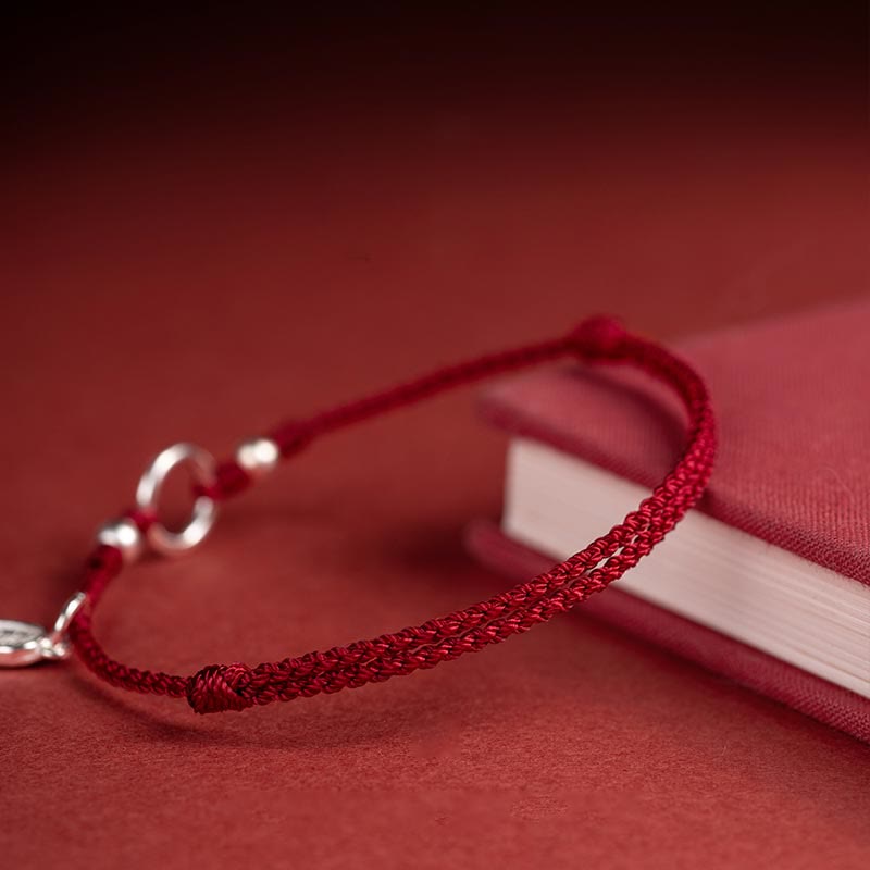 Armband 925 Silber Roter Faden Glück Fortune Lotus