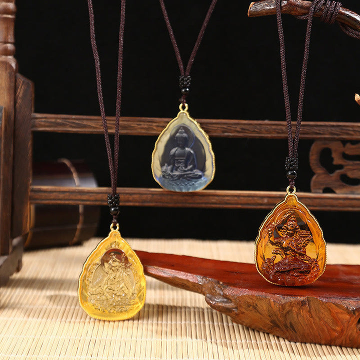 Kette Liuli-Kristall Buddha Tibet Anhänger Tropfenform