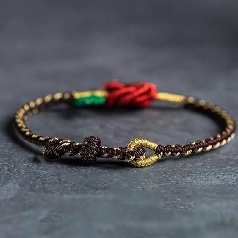 Armband – Glück & Frieden & Energie mit farbigen Knoten und Perlen