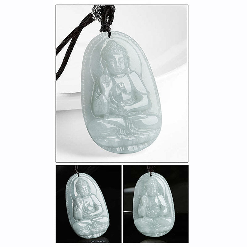 Kette Jade Tierkreis-Buddha Wohlstand Anhänger transluzent