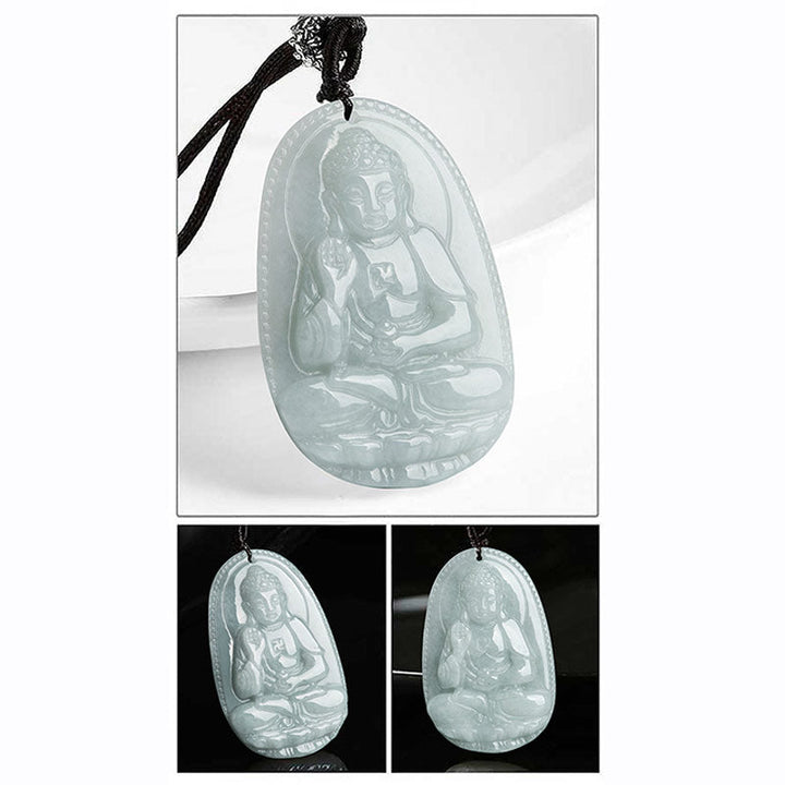 Kette Jade Tierkreis-Buddha Wohlstand Anhänger transluzent