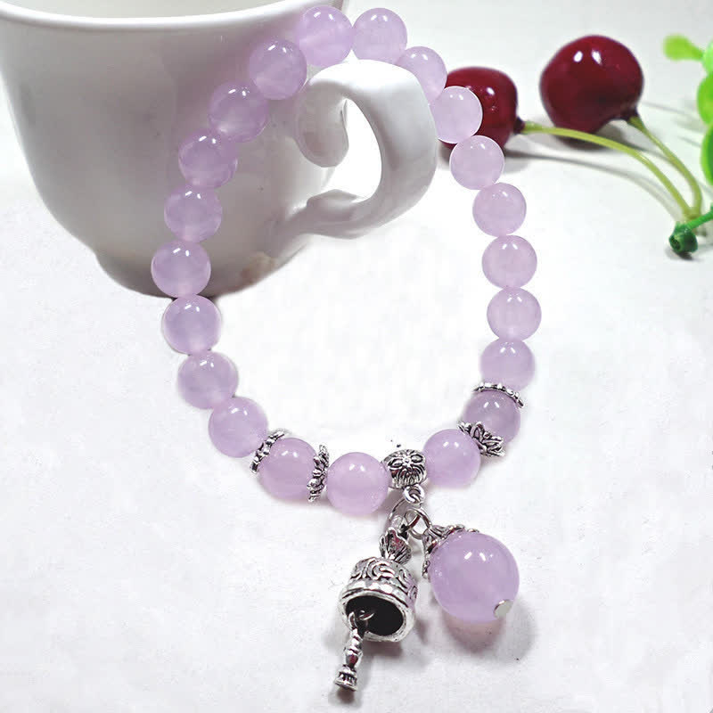 Lila Kristall Armband Armband Kristall – Energie mit silbernen Perlen