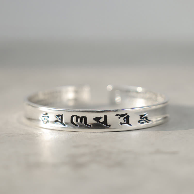 Armband Tibet Mantra Weiß Kupfer Silber Gravur Flachansicht