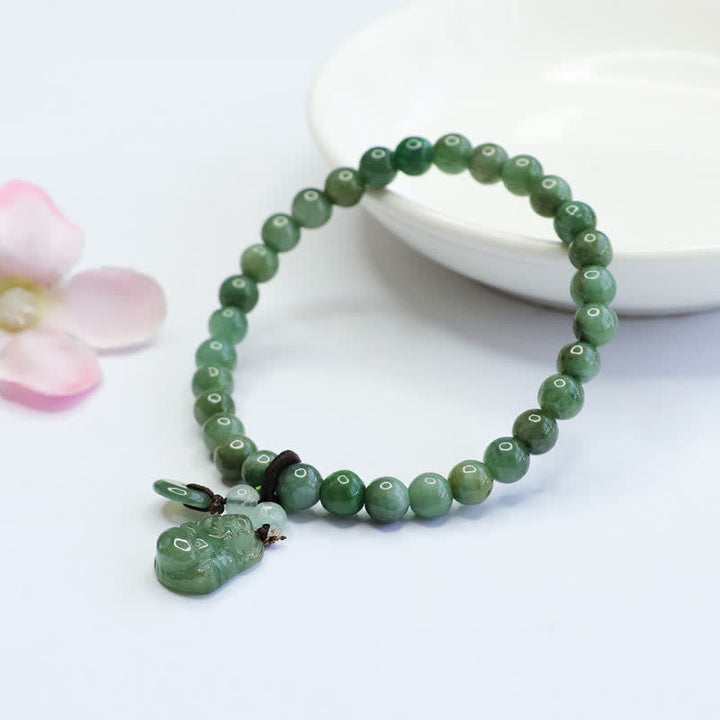 Armband Lachender Buddha Cyan Jade Heilung Glück