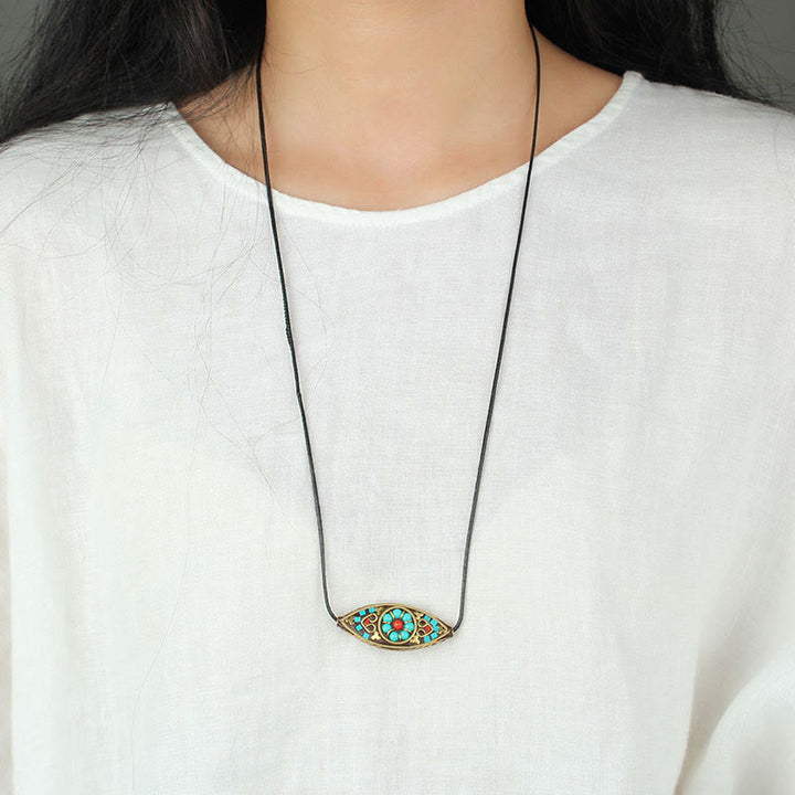 Anhänger Kette Türkis Buddha Marquise Schutz