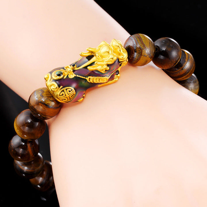 Armband Tigerauge Pixiu Feng Shui – Handgefertigt