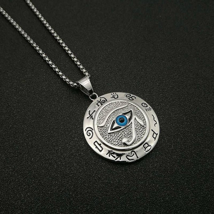 Anhänger Kupfer Horusauge blau Schutz Heilung silberfarbig Kette
