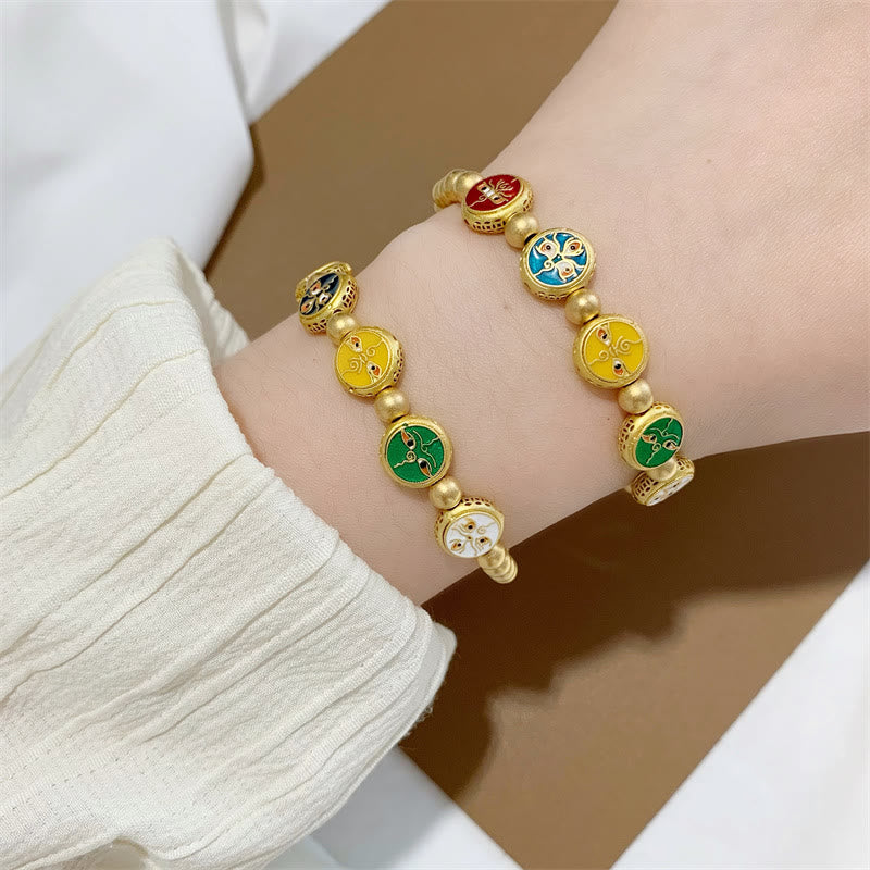 Armband Kupfer Glück Wohlstand Harmonie mehrfarbig am Handgelenk getragen