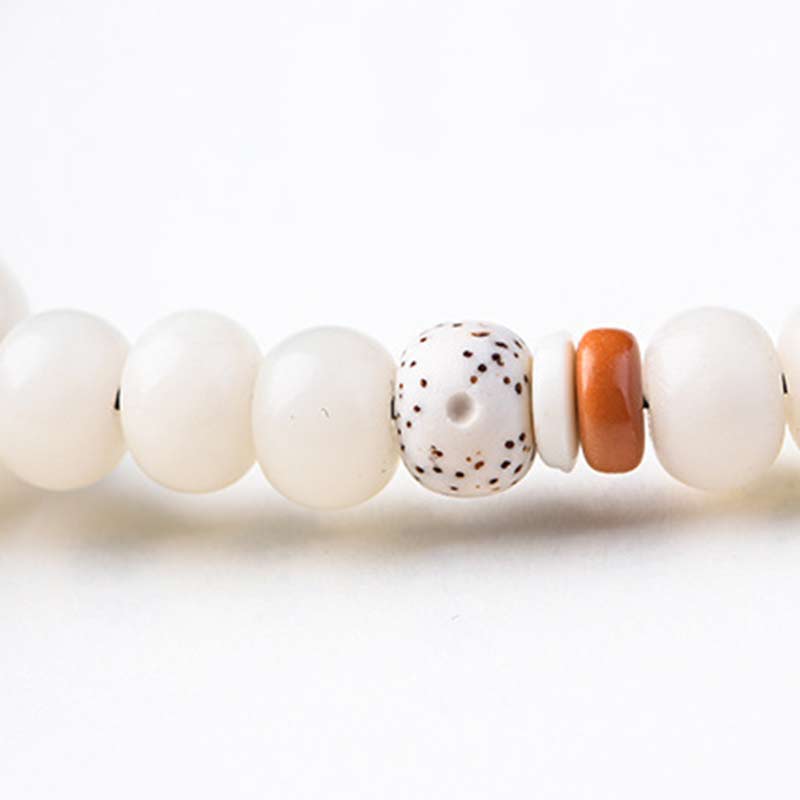Armband weiße Jade Bodhi Lotus Segen Perlen Naturstein elastisch