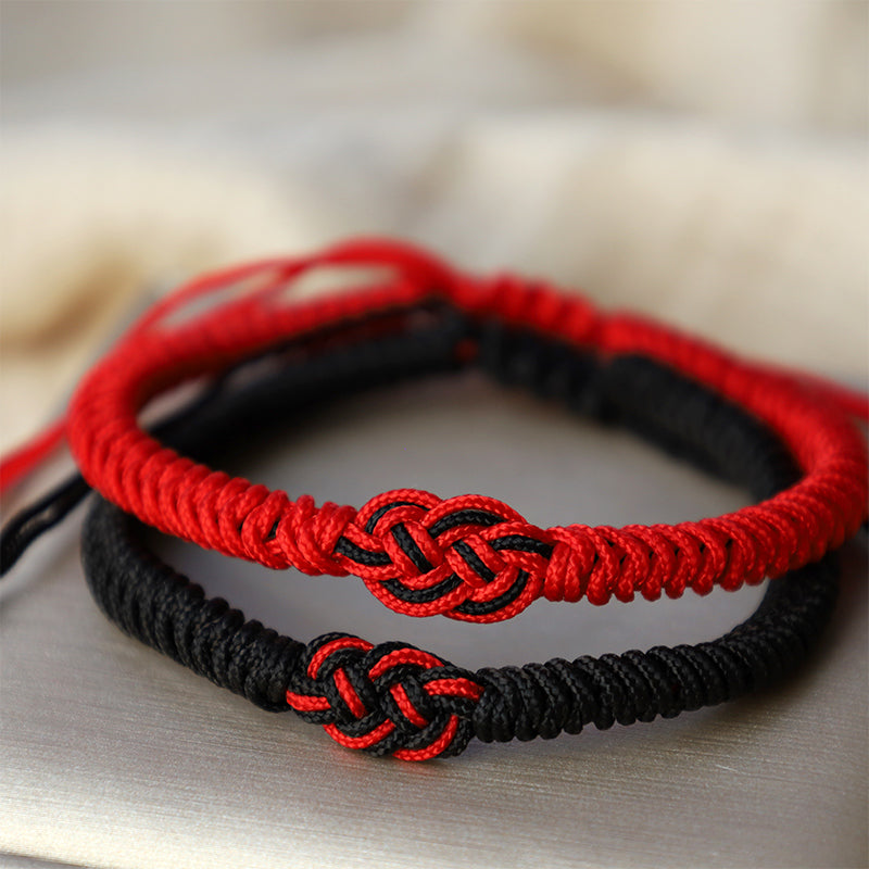 Armband Rot Schwarz Chinesischer Knoten - Schutz