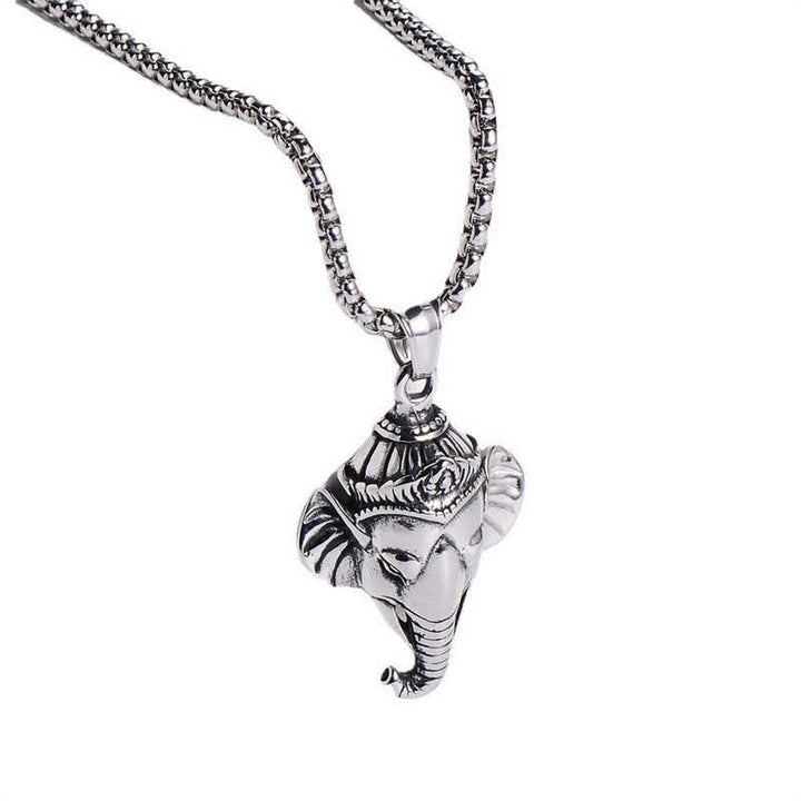 Ganesha Pendant Kette Titanstahl Silber
