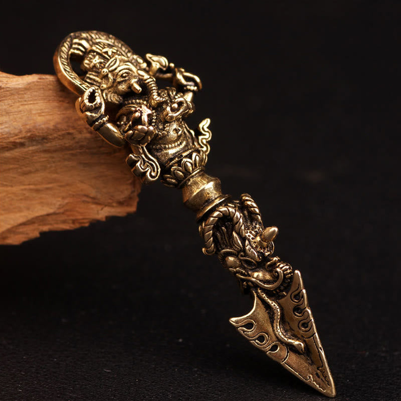 Kette Tibetsteine Ganesha Vajra Wohlstand Bronze Phurba