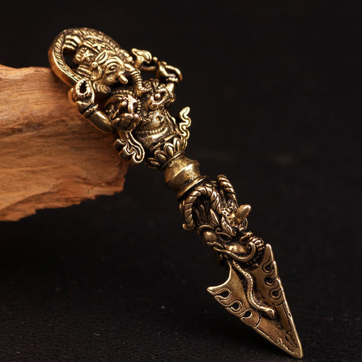 Kette Tibetsteine Ganesha Vajra Wohlstand Bronze Phurba