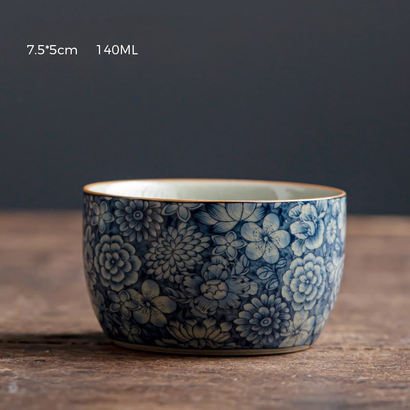 Porzellan Teetasse Lotus Pfirsichblüte Chrysantheme Extra Groß (140–150 ml)
