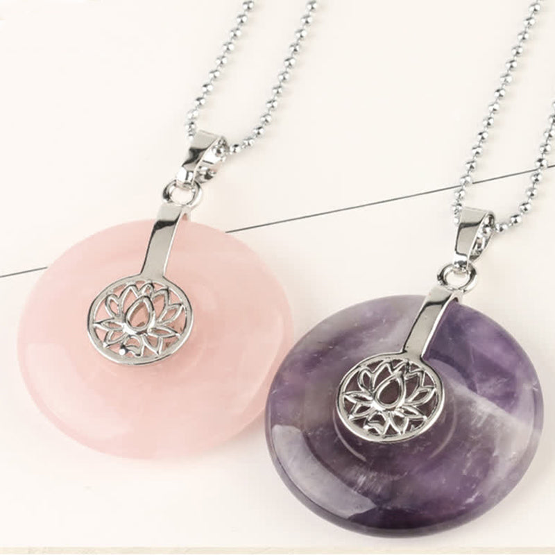 Kette Amethyst Rosenquarz Lotus Heilung Anhänger