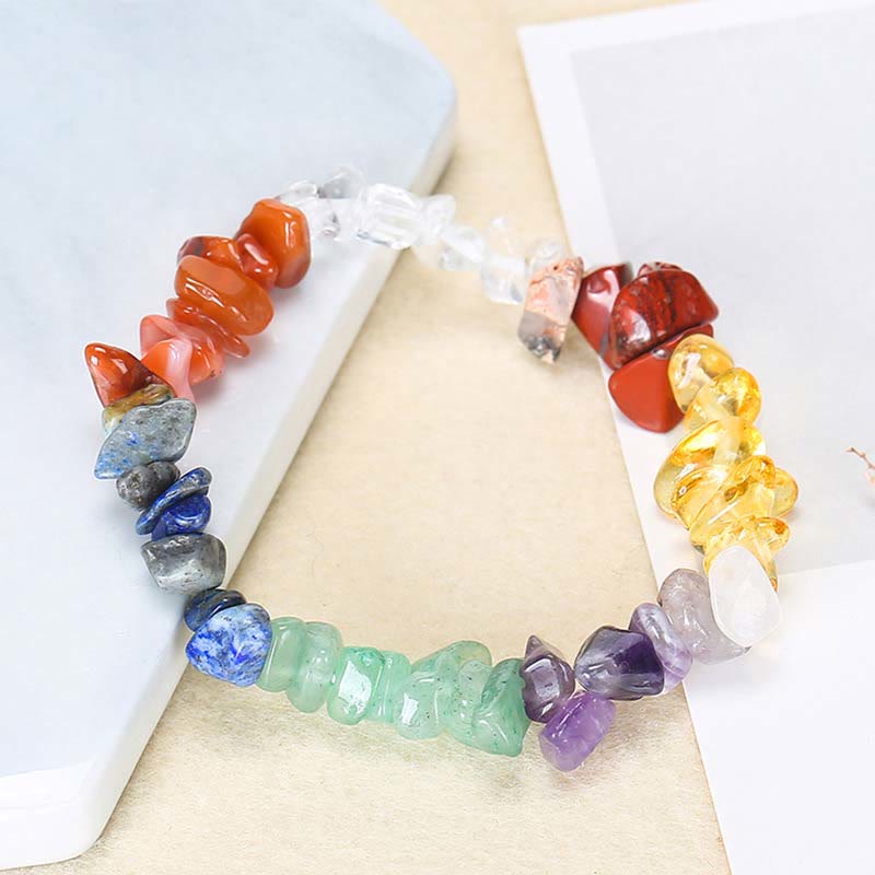 Armband Kristall Wärme Chakra Naturstein mehrfarbig elastisch tragbar