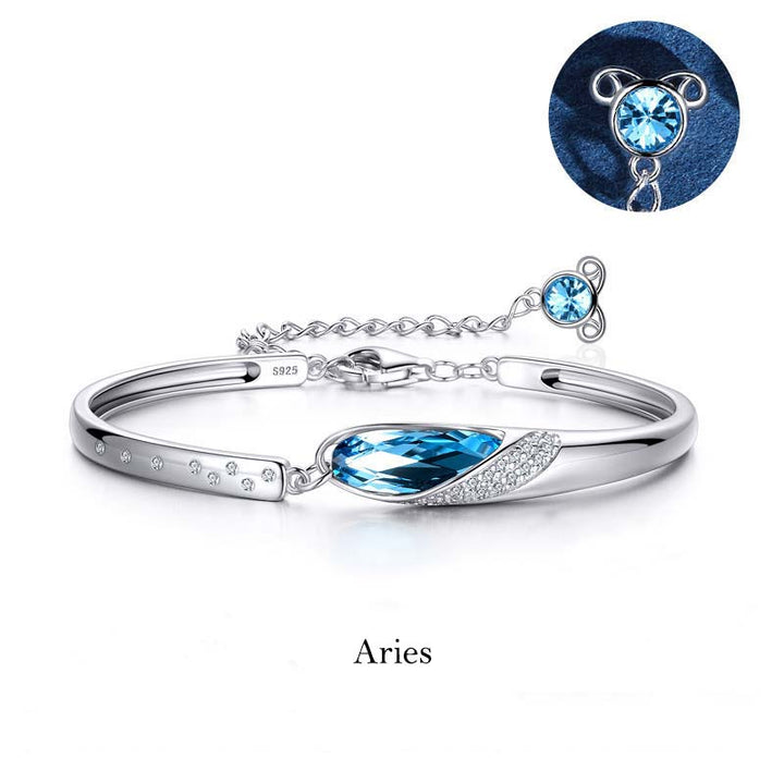 Armband 925 Silber Tierkreiszeichen Widder blauen Kristall elegant