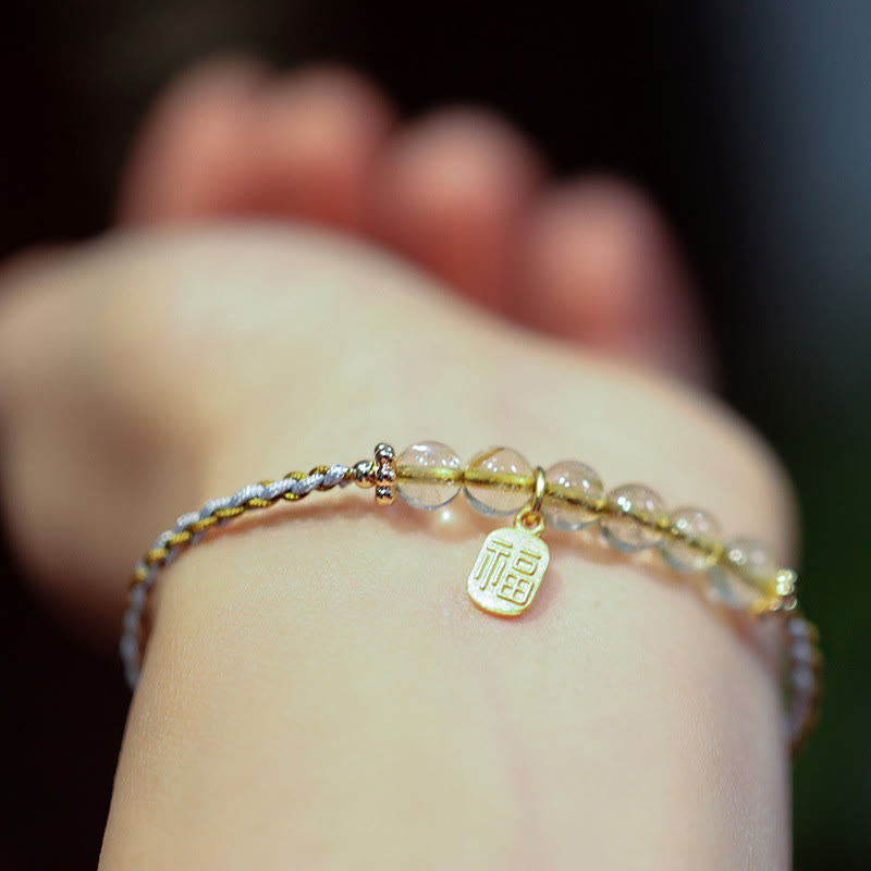 Jade Armband 925 Silber Fu-Zeichen Charm am Handgelenk Glück
