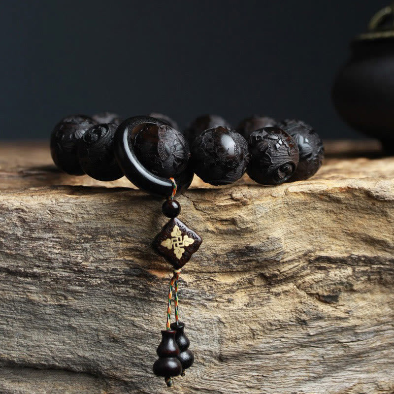 Armband Ebenholz Gravur Yin-Yang Ruhe