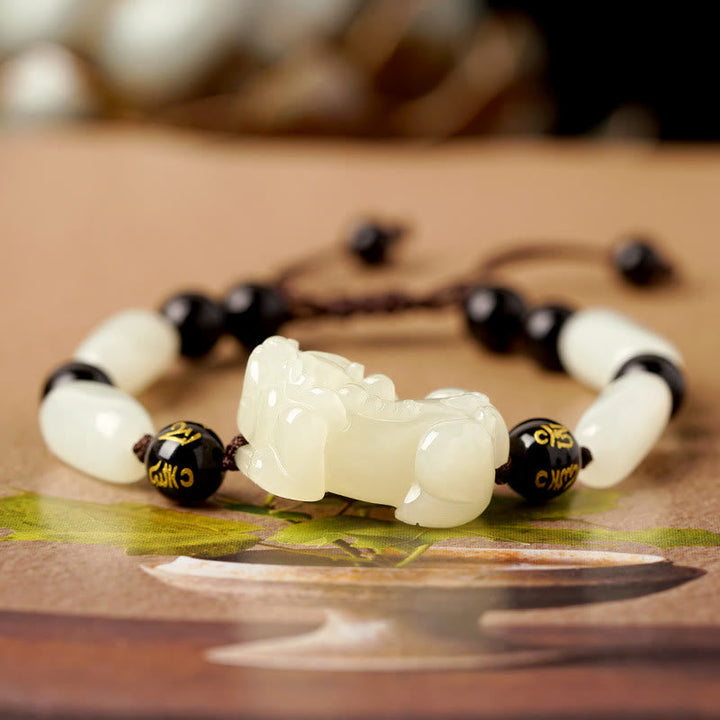 Armband Weiße Jade Pixiu – Wohlstand – Bild 3