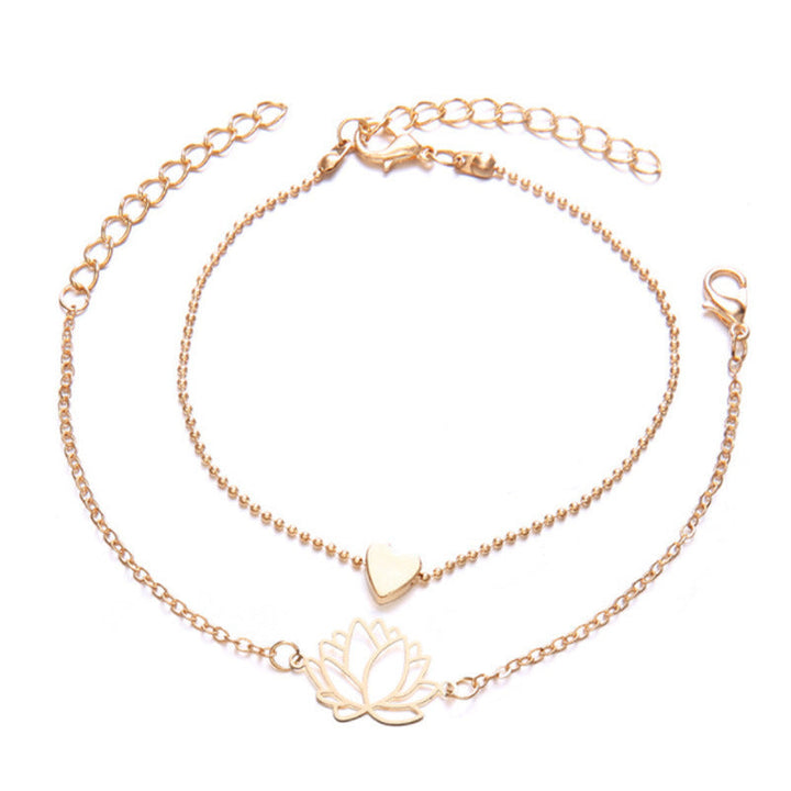 Armband Lotus – Liebe Rosegold Herzanhänger Lotusblüte elegant