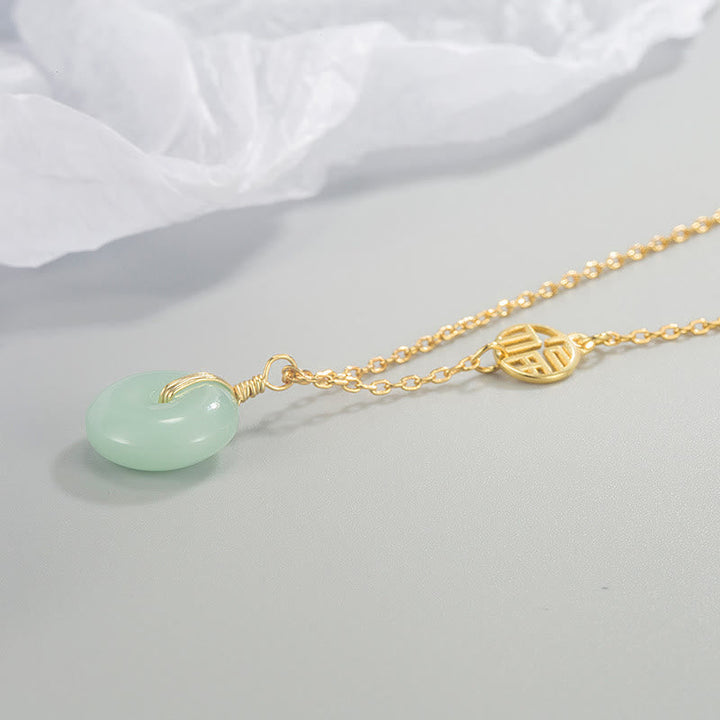 Jade Anhänger Gold-Kette Frieden Glück Kupfer