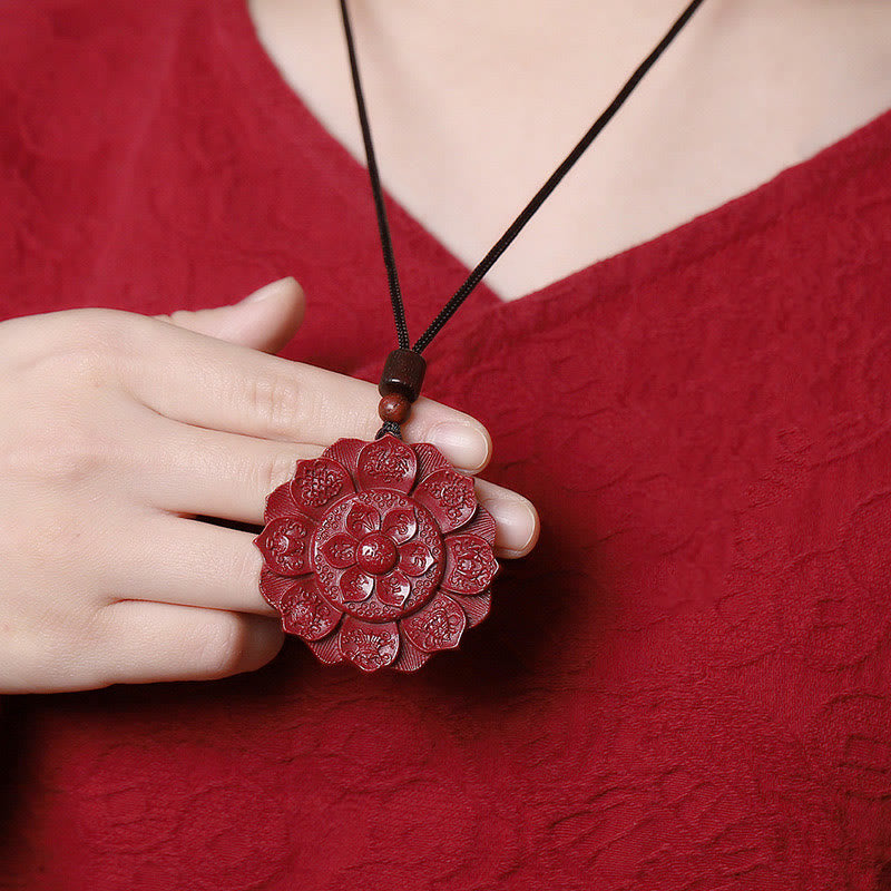 Tibetische Kette Zinnober Lotus Anhänger Natur