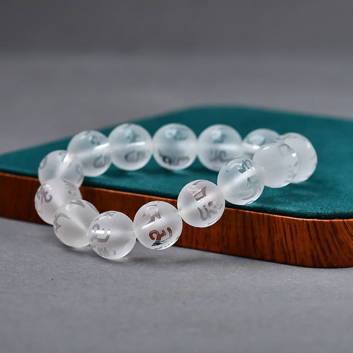 Armband Weißer Kristall Schwarzer Onyx "Schutz"