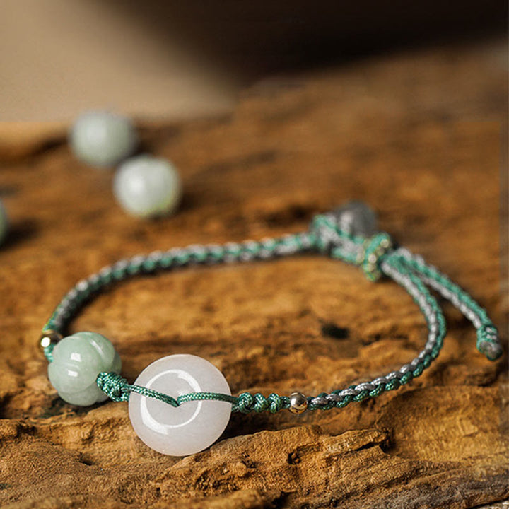 Armband Weiße Jade – Glück & Frieden grünes Seil Naturstein elegant